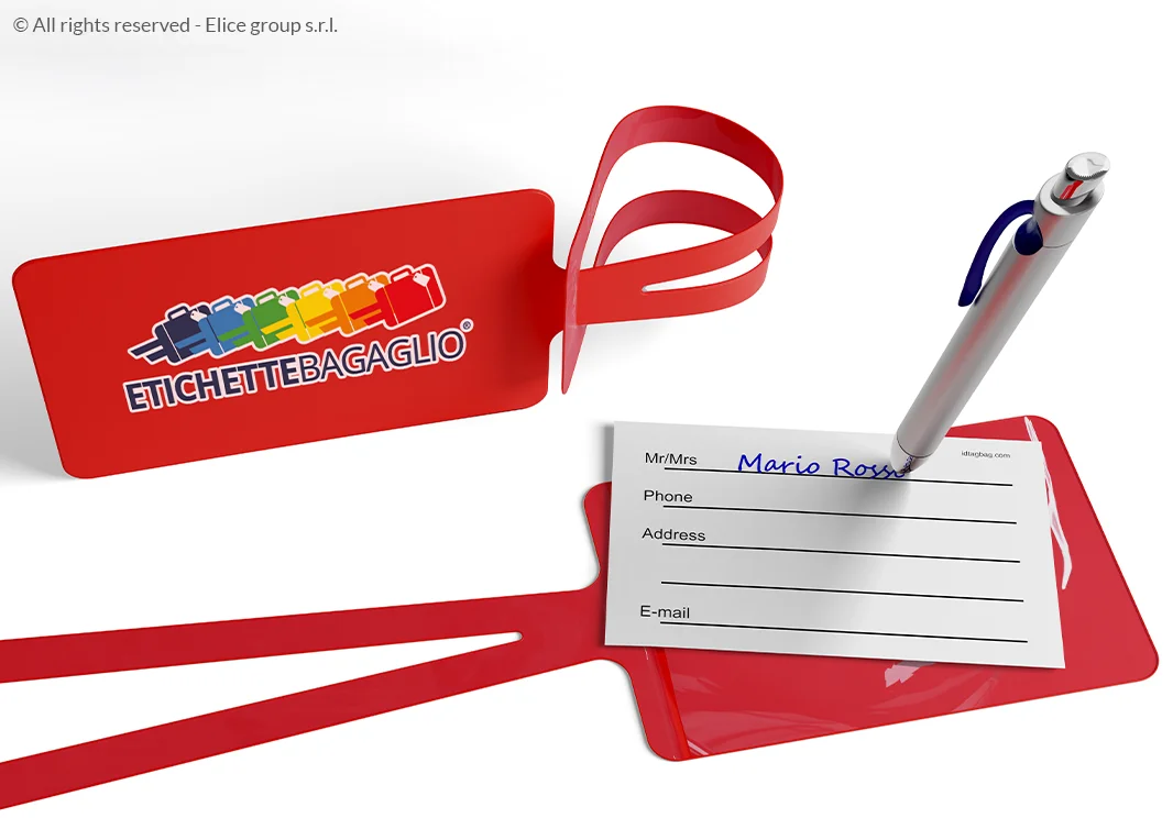 Etichetta per valigie colorate e personalizzate con tasca - immagine 2