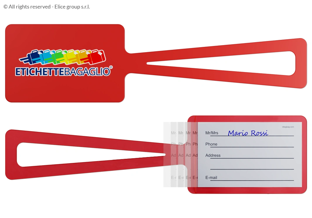 Etichetta colorata con tasca trasparente