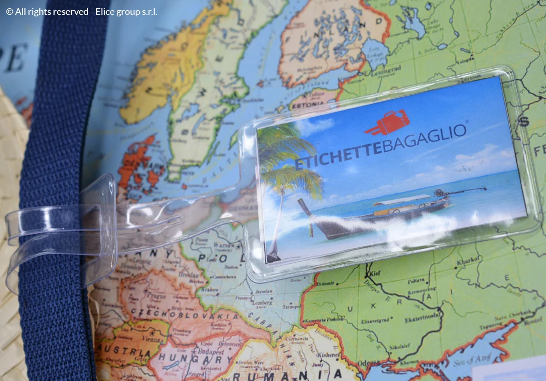 Etichetta valigia trasparente con cartoncino Stampato