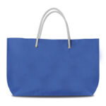 Borsa mare con manici in corda, chiusura con velcro.