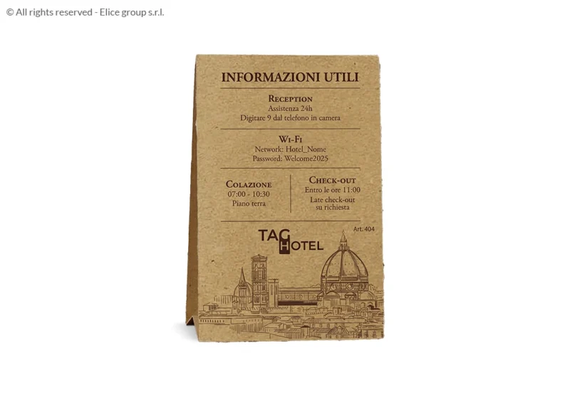 Cartellino informativo per hotel grande