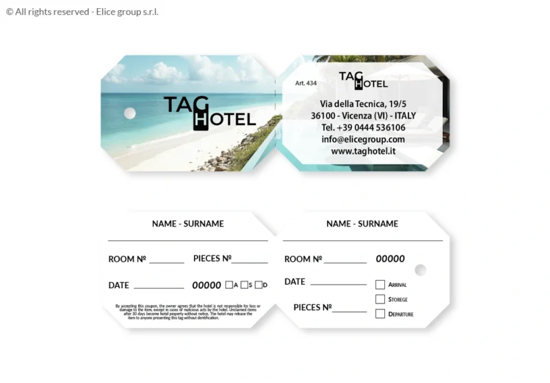 Etichetta bagaglio hotel 15x5 cm