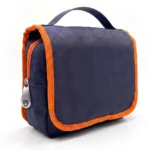 Beauty case da viaggio personalizzabile blu e arancio Art. CT08 con pattina frontale e maniglia