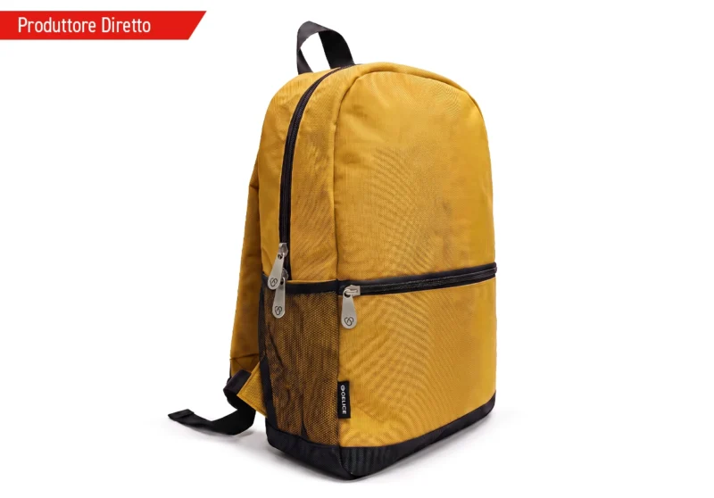 Zaino aziendale personalizzato colore ocra Art. ED03 in tessuto resistente 600D per fiere e tempo libero