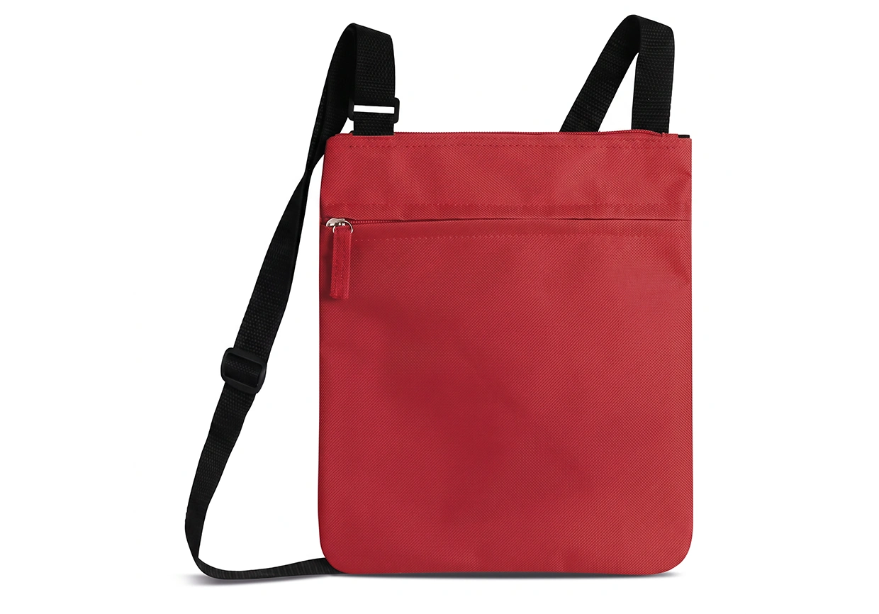 Borsa a tracolla rosso portadocumenti personalizzabile Art. ED15 in poliestere 600D con tasca frontale zip