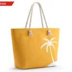 Borsa mare promozionale colore ocra Art. ED40 con manici in corda ritorta e nodo a vista