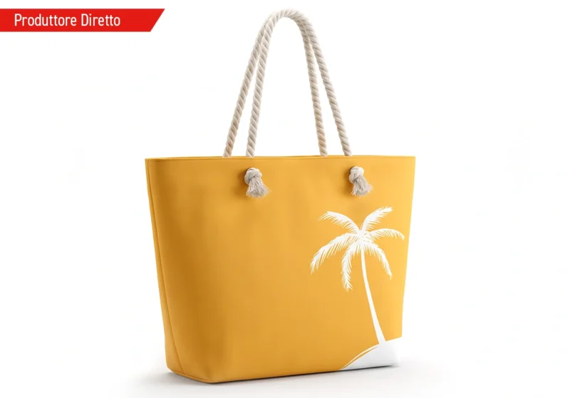 Borsa mare promozionale colore ocra Art. ED40 con manici in corda ritorta e nodo a vista